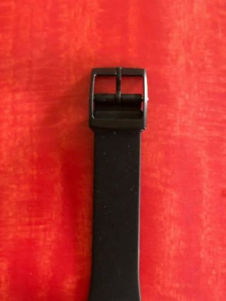 VINTAGE 1983 SWATCH WATCH IN PACKAGE WITH PAPERS BLACK BAND WHITE DIAL 5