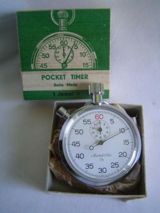Marcel & Cie 1 Jewel Pocket Timer Stopwatch Swiss Made