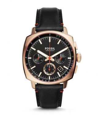 Fossil Haywood Chronograph Black Leather Watch