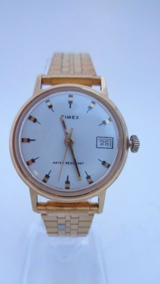Vintage 1974 Timex Marlin 23560 02574 Service And Keeping Time Nos Band T11