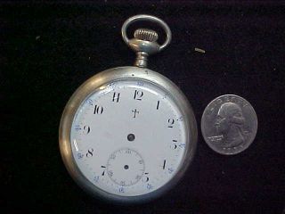 Antique Vintage Ingersoll Trenton Nickel Silver Pocket Watch Parts Rep -
