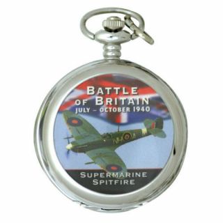 Supermarine Spitfire Pocket Watch And Chain.  Ideal Present For Plane Lovers