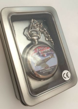 Supermarine Spitfire Pocket Watch And Chain.  Ideal Present For Plane Lovers 2