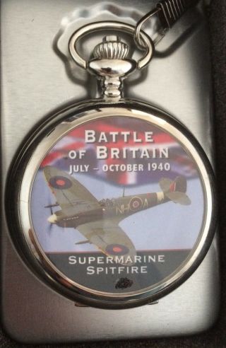 Supermarine Spitfire Pocket Watch And Chain.  Ideal Present For Plane Lovers 5