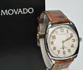 Mens Movado Museum Cushion Automatic 84 F4 1342 Hard To Find Military Style