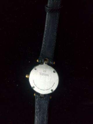 H STERN 18K Gold Swiss Watch Sapphire Quartz Ladies Leather Roman Num 1p Diamond 3