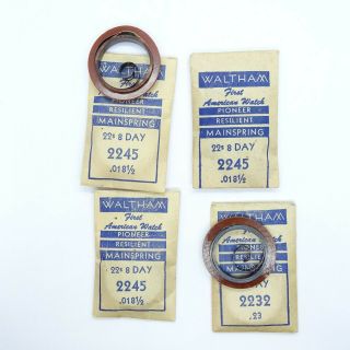 4 Vintage Waltham 22s 8 Day Mainsprings 3 Are 2245 And 1 Is A 2239 Old Stock