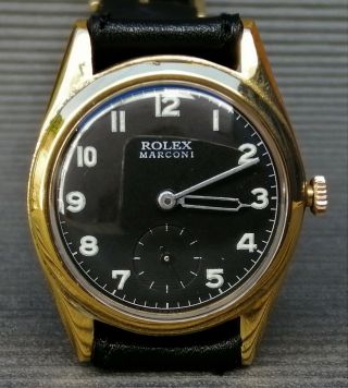 Rolex Marconi Black Dial Gold Plated Case From 1950 Aprox.