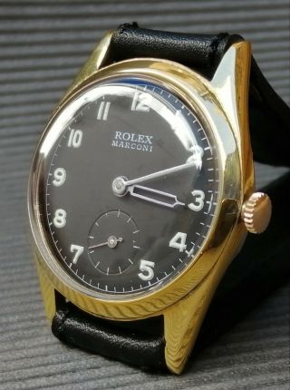 ROLEX MARCONI BLACK DIAL GOLD PLATED CASE FROM 1950 APROX. 2