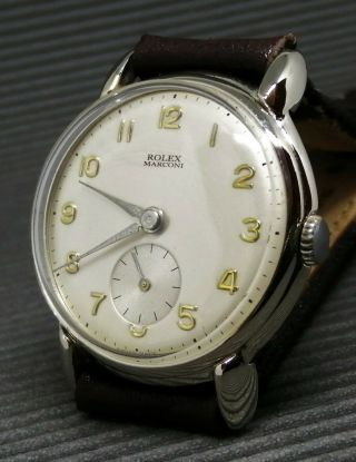 ROLEX MARCONI SILVER DIAL NICKEL PLATED CASE FROM 1940 APROX. 3