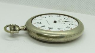 Vintage SETH THOMAS 7 Jewel Wind Pocket watch good balance Illinois Nickel Case 4