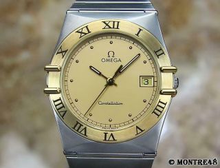 Omega Constellation Calendar Men 18k Solid Gold Ss Swiss Made Watch C.  2000 As49