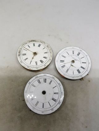 Three Antique Pocket Watch Chronograph Movements For Spares/repair Lot1
