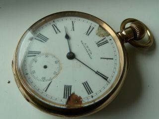 Vintage Waltham Traveler Pocket Watch.  Gold Plated Moon & Star Case