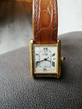 Cartier Ladies Tank Watch.  Must De Cartier 925 Gold Plated.  Needs Work
