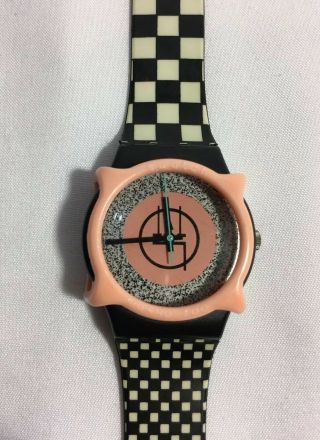 Vintage Swatch Watch 1987 Mackintosh Gb116 With Pink Guard