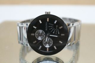 Bulova 96C105 Black Dial Stainless Steel Multi - Function Men ' s Quartz Watch 7