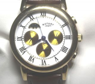 Men ' s ROTARY ' GS030086/01 ' Moonphase Quartz Wristwatch SPARES/REPAIRS - S29 2
