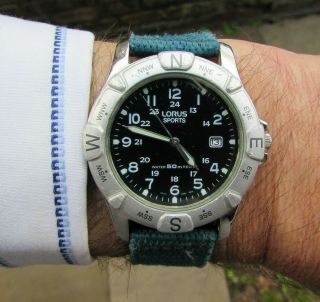 Lorus Sports Military Style Gents Quartz Watch V732 - 0n40 - Battery - Gwo/good