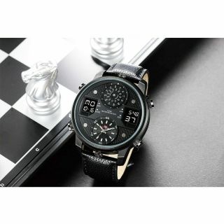 KAT - WACH Men Business Watch Wristwatch Quartz Waterproof Leather Strap Gift 4