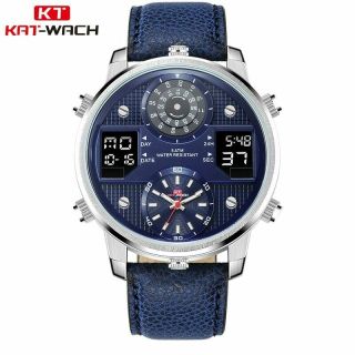 KAT - WACH Men Business Watch Wristwatch Quartz Waterproof Leather Strap Gift 7