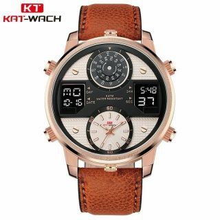 KAT - WACH Men Business Watch Wristwatch Quartz Waterproof Leather Strap Gift 8