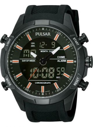 Pulsar Gents Chronograph Digital & Analogue Rubber Strap Watch - Pnp Pw6007x1