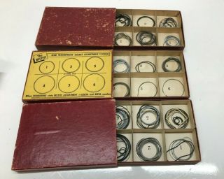 3 - Vintage Boxes Of Gaskets For Watch Repair - New/old/stock