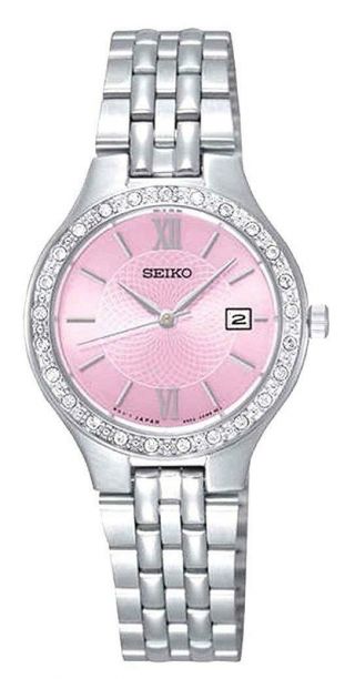 Seiko SUR765P9 Ladies Two Tone Womens Watch with Pink Dial & Swarovski Bezel 2