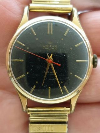 Vintage Mens Smiths Deluxe 17 Jewels Mechanical Watch For Spares