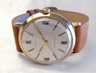 Vintage Timex Marlin Self Wind Automatic Mechanical Watch Gold Tone 34mm Mens