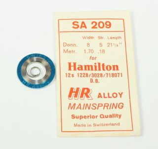 Hamilton 12 Size Pocket Watch Steel Mainspring Nos No.  1228 Or 3028 - Tb744