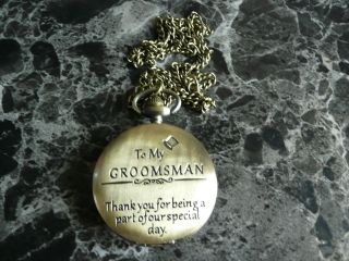 Bronze Pocket Watch Necklace Chain Wedding Gift Best Man To My Groomsman
