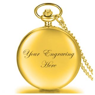 Personalised Gold Pocket Watch And Chain Wedding Valentine 