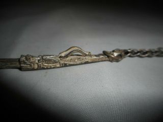 Antique Chinese White Metal Pocket Watch Fob/ Accessory Letter Opener Chatelaine