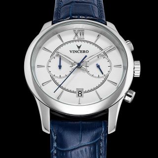 Vincero The Bellwether Luxury Italian Watch Silver & White Look