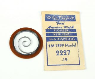 Waltham 16 Size Pocket Watch Mainspring Nos Model 1899 Part 2227 - Tb746