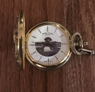 Phillip Crowe Majesti Signature Series Bird Dog Pocket Watch Gold Tone (P4 2