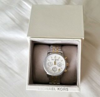 Michael Kors Mk5057 Ritz Two - Tone Mother Of Pearl Chronograph Watch Mk5057