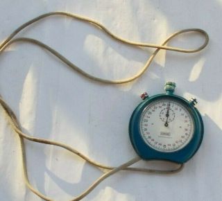 Rare Vintage Leonidas Wind Up Pocket Stop Watch Timer Trackmaster Swiss Look Nr