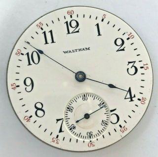 16s - Antique 1908 Waltham Hand Winding Pocket Watch Movement W Seconds Register