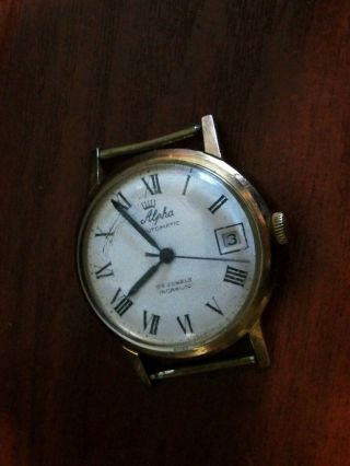 Vintage/alpha Automatic/dress Watch/1960 " S? Date/waterproof/working Order