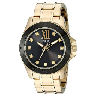 Guess Watch Men Gold Tone And Black Classic Style Stainless Steel U0721g2