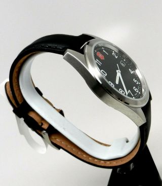 Men Swiss Made Army Military Victorinox Black Dial Leather Strap 40mm Watch 7