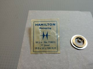 Hamilton Size 18 Pocket Watch Main Spring/19 X 20 1/2/ 100mm/nos/