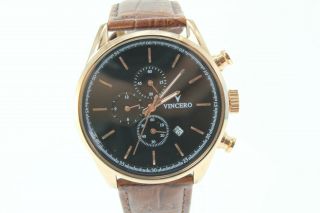 Vincero Luxury Collective Mens Leather Band Watch 316l