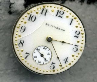 0 Size South Bend Pocket Watch Movement Fancy Dial