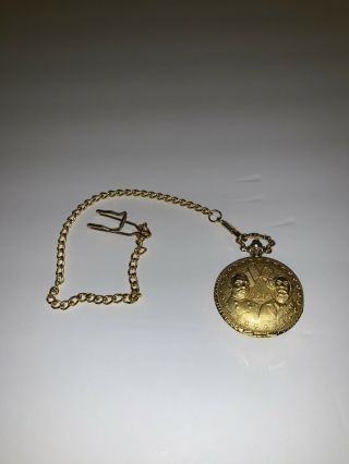 American Civil War Sesquicentennial Pocket Watch With Chain Gold Tone
