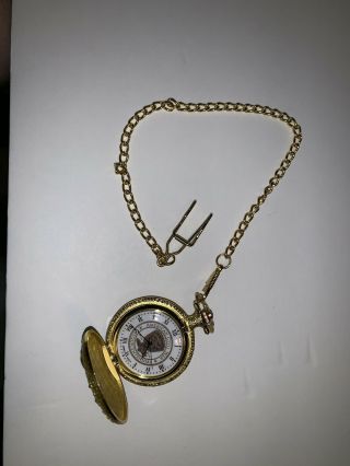 AMERICAN CIVIL WAR SESQUICENTENNIAL POCKET WATCH WITH CHAIN GOLD TONE 2