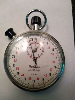 Vintage Hanhart 7 Jewel Shockproof 1/10sec Stopwatch Stop Watch Germany